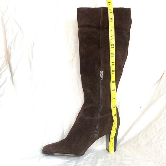 Apostrophe Suede Boots Pirate Riding 15 in Brown Zip 6.5 Women Meander Y2K Gypsy - Picture 15 of 16